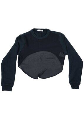 Givenchy Cropped Sweatshirt Navy Blue Curved Mesh Trim Pullover Women’s